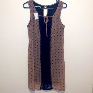 XS Maurice’s Brand New Navy Blue Orange Printed Sleeveless Summer Dress